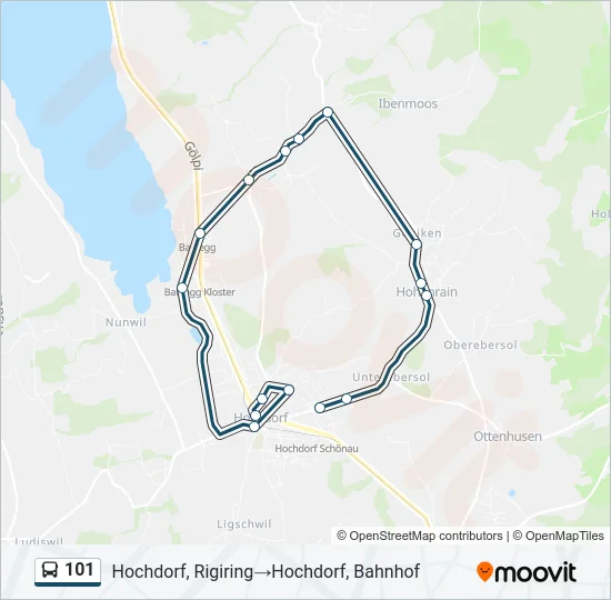 Plan de la ligne 101 de bus