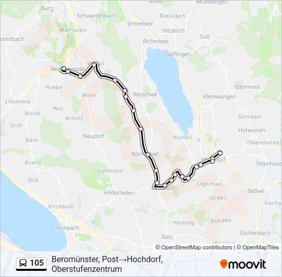 105 Bus Line Map