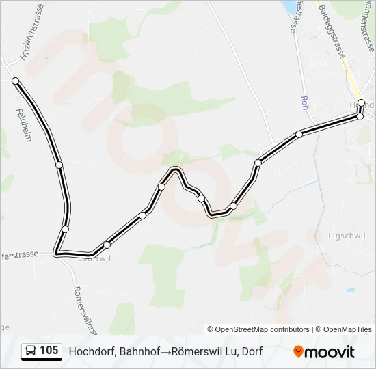 Plan de la ligne 105 de bus