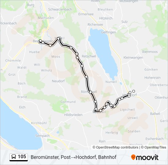 105 Bus Line Map