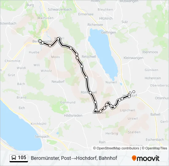 105 Bus Line Map