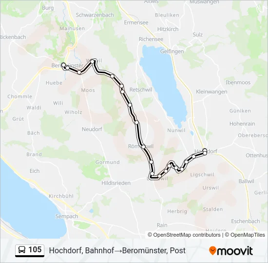 105 Bus Line Map