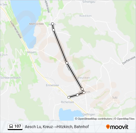 107 Bus Line Map