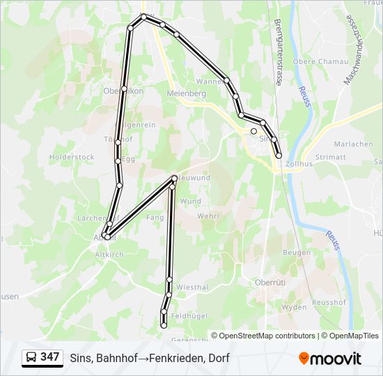 Plan de la ligne 347 de bus