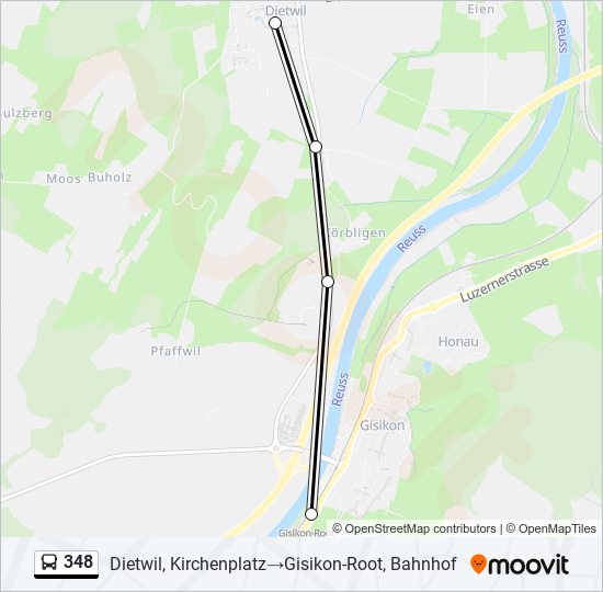 348 Bus Line Map