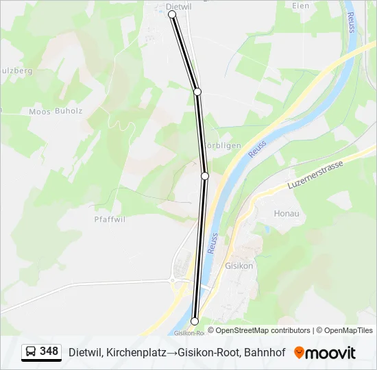 348 Bus Line Map