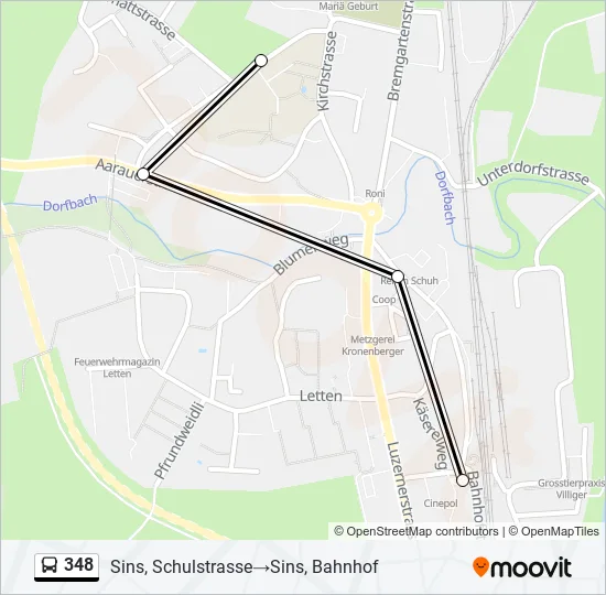 Plan de la ligne 348 de bus