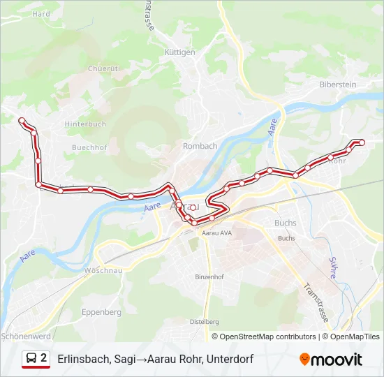 Plan de la ligne 2 de bus