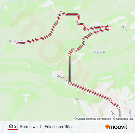 Plan de la ligne 2 de bus
