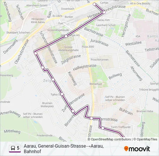 5 Bus Line Map