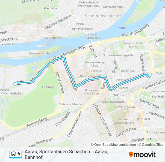 Plan de la ligne 6 de bus
