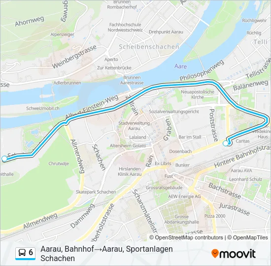 Plan de la ligne 6 de bus