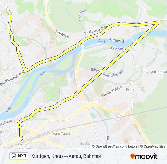 N21 Bus Line Map