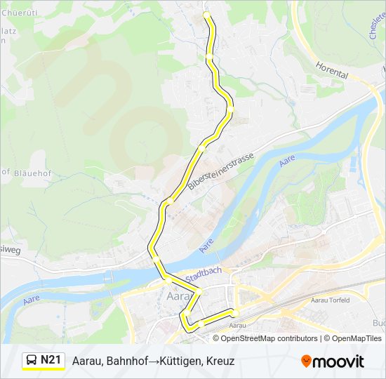 N21 Bus Line Map