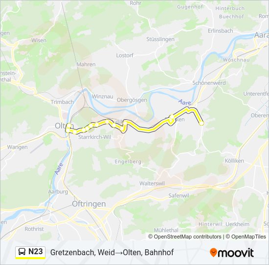 N23 Bus Line Map