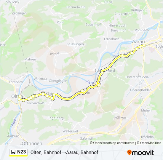 N23 Bus Line Map