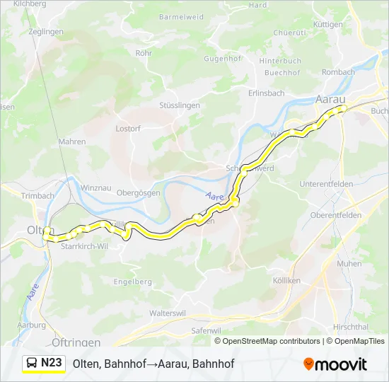 N23 Bus Line Map