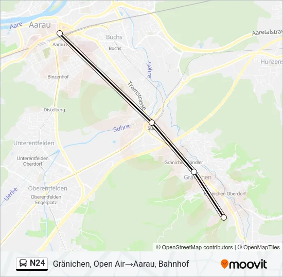 N24 Bus Line Map