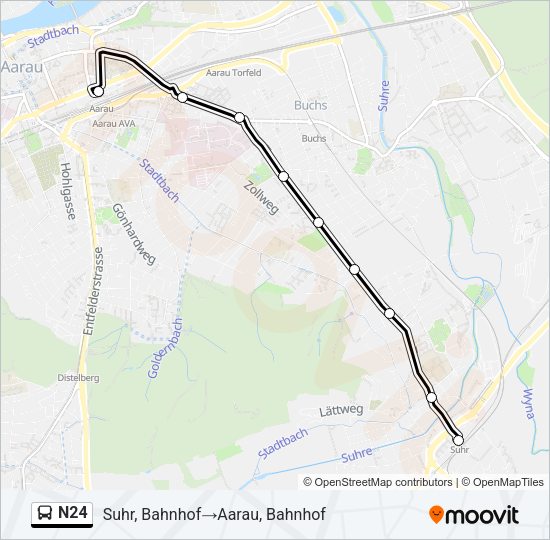 N24 Bus Line Map