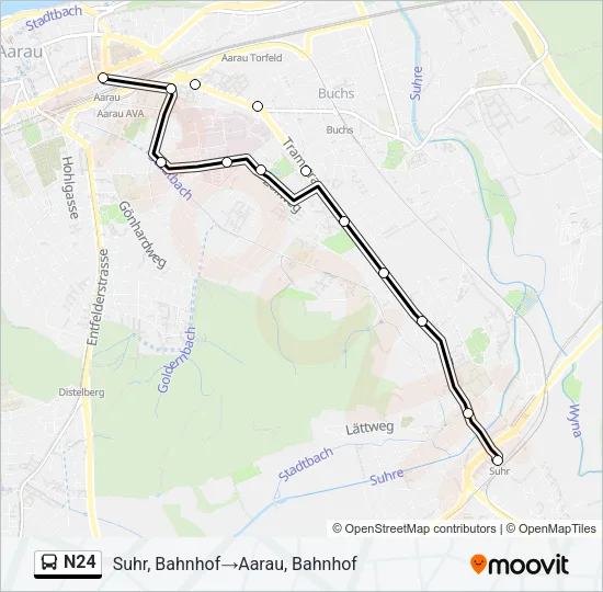 N24 Bus Line Map