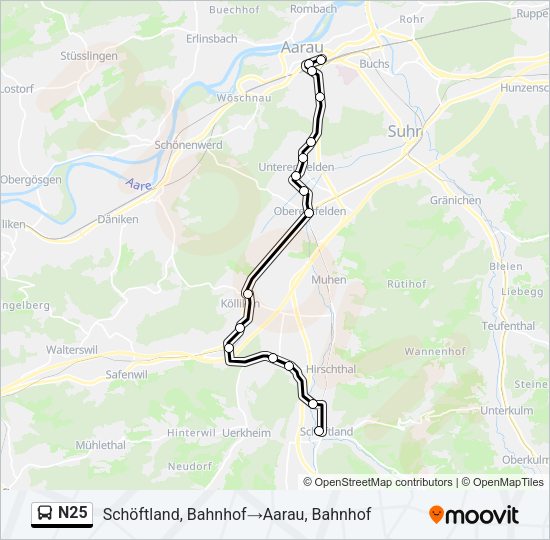 N25 Bus Line Map