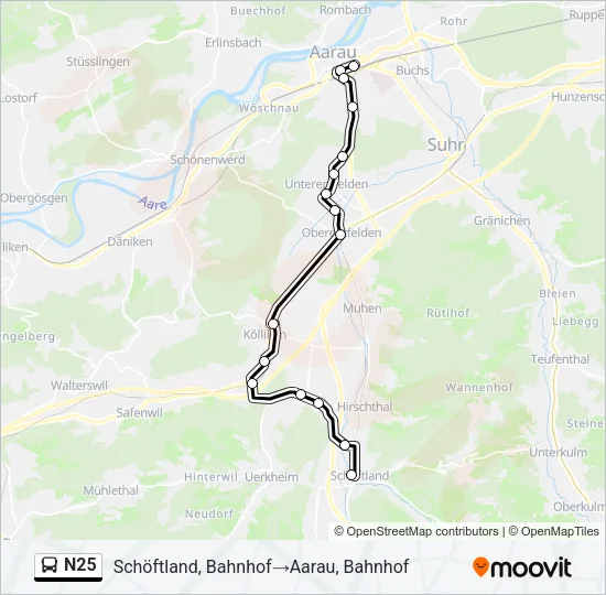 N25 Bus Line Map