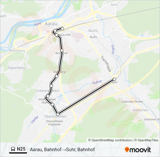 N25 Bus Line Map