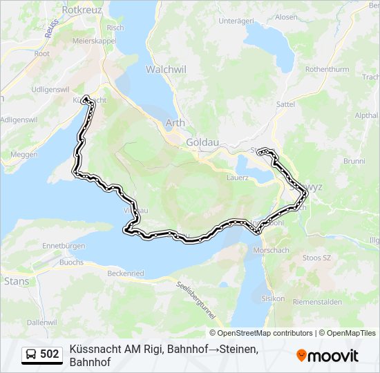 Plan de la ligne 502 de bus