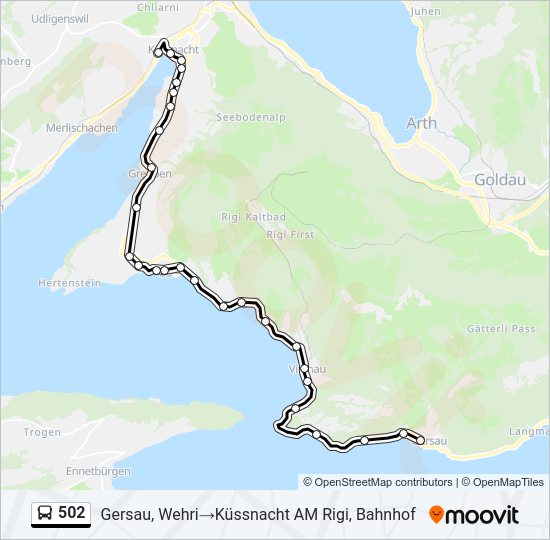 Plan de la ligne 502 de bus