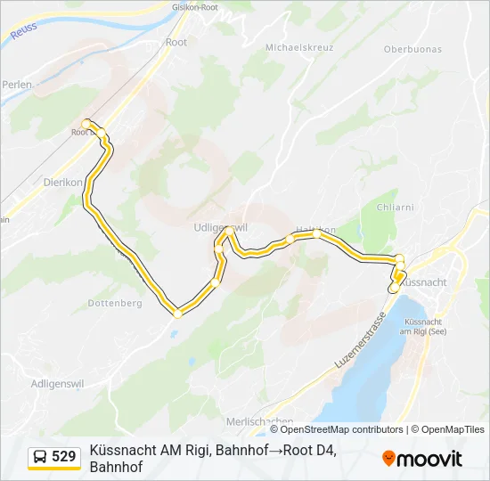 Plan de la ligne 529 de bus