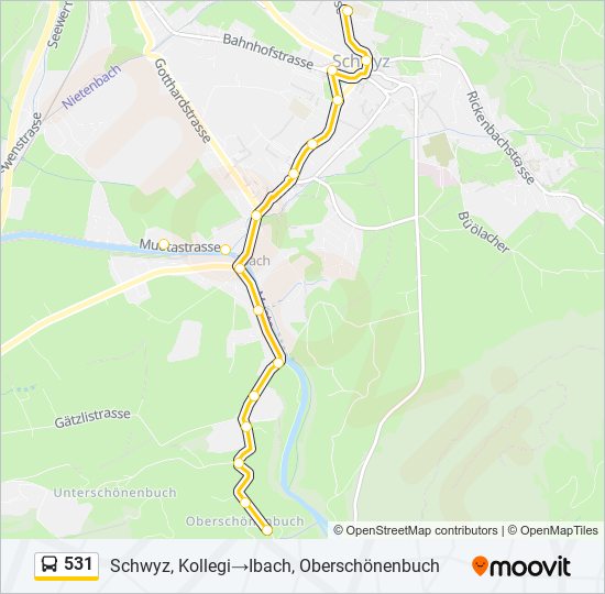 Plan de la ligne 531 de bus