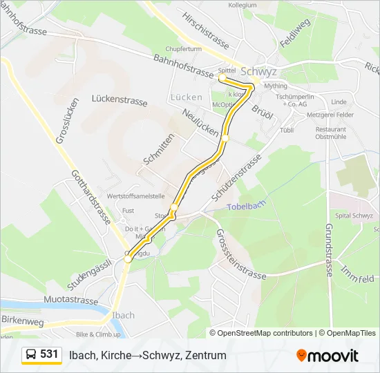 Plan de la ligne 531 de bus