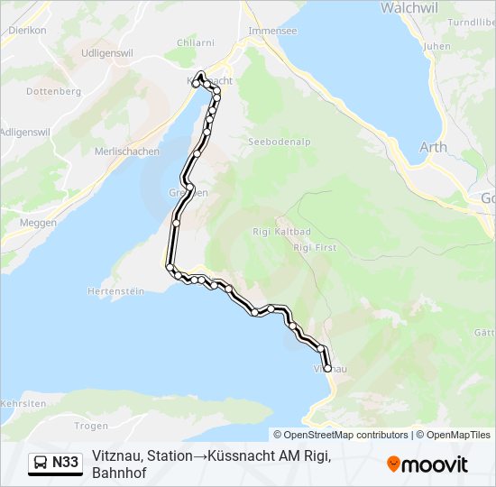 Plan de la ligne N33 de bus