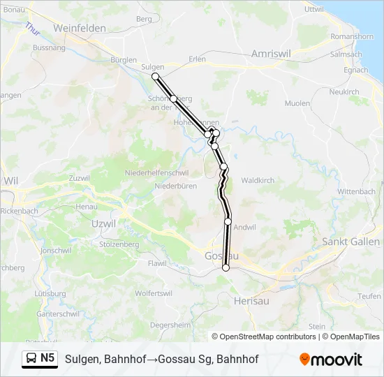 N5 Bus Line Map