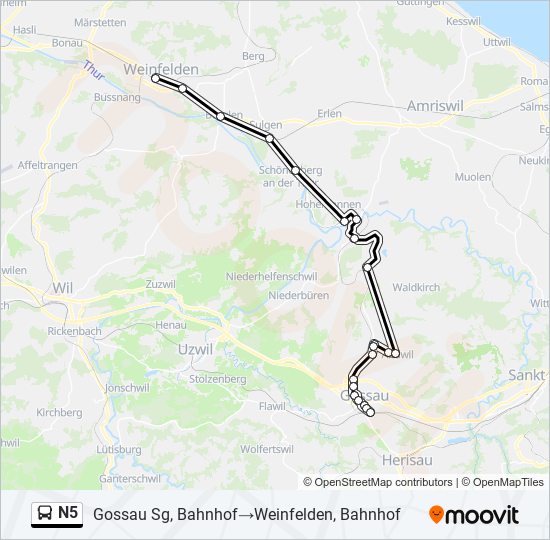 N5 Bus Line Map