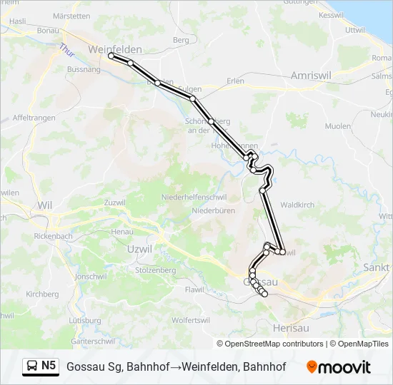 N5 Bus Line Map