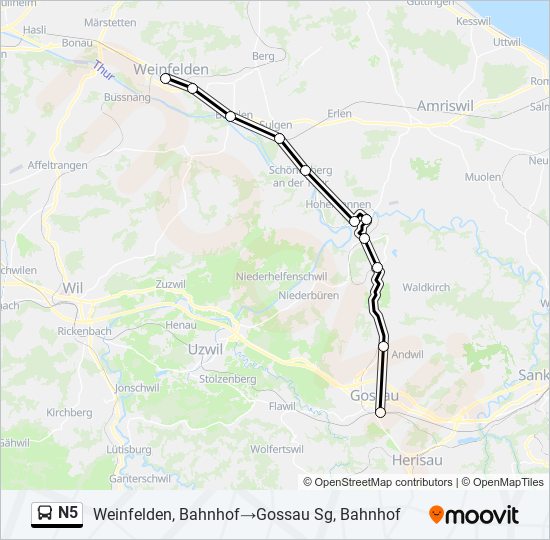 N5 Bus Line Map