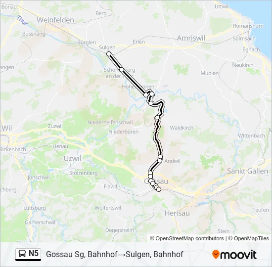 N5 Bus Line Map