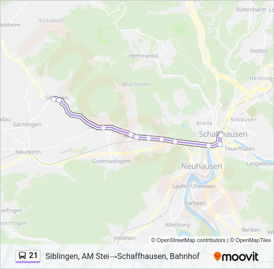 21 Bus Line Map