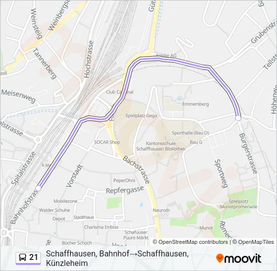 21 Bus Line Map