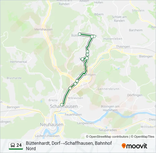 Plan de la ligne 24 de bus