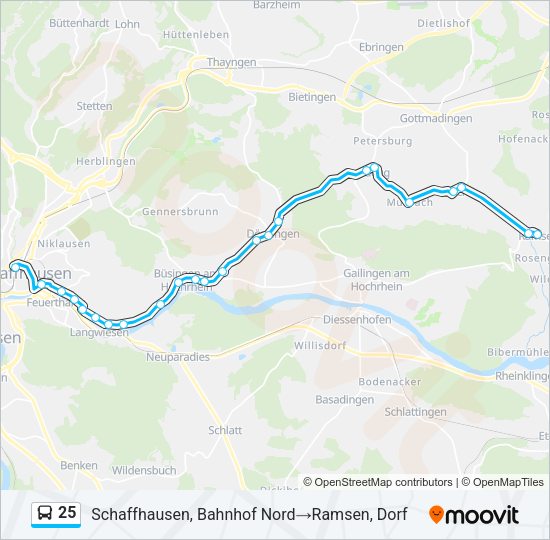 25 Bus Line Map