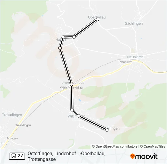Plan de la ligne 27 de bus