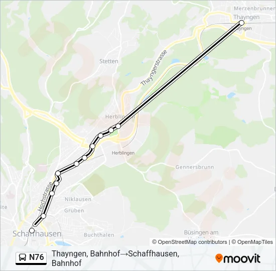Plan de la ligne N76 de 