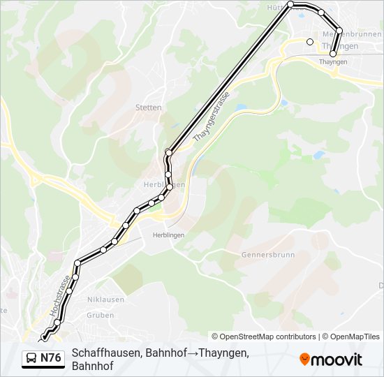 N76 Bus Line Map