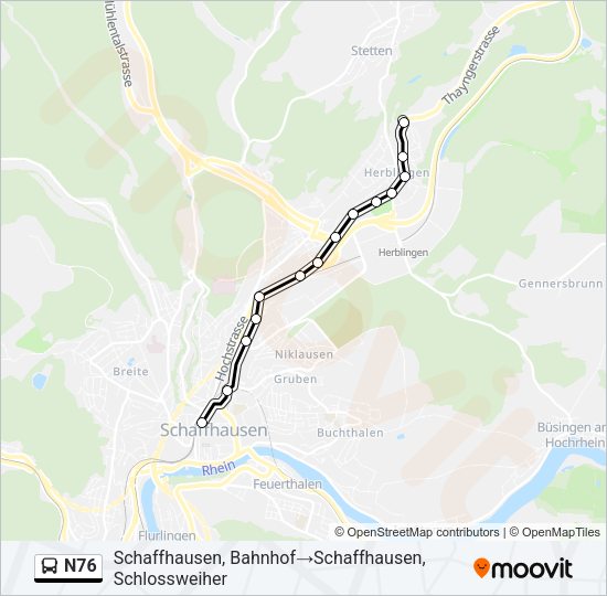 N76 Bus Line Map