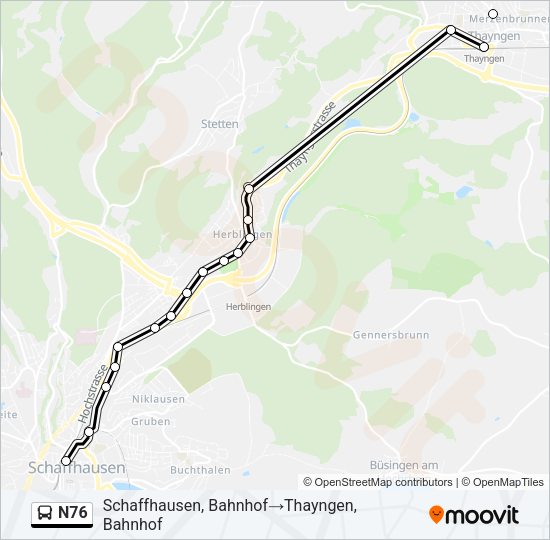 N76 Bus Line Map