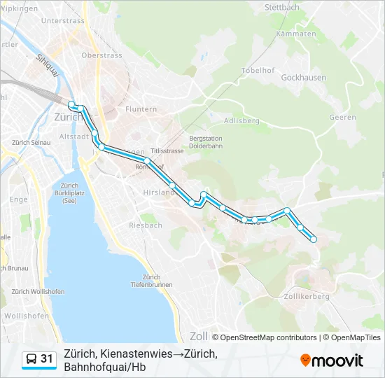 Plan de la ligne 31 de bus