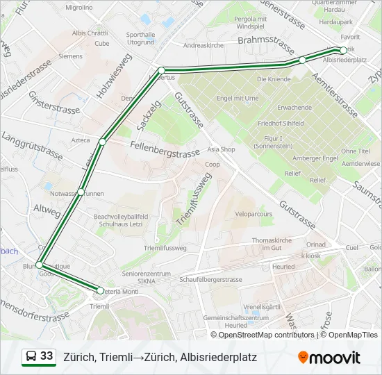 33 Bus Line Map