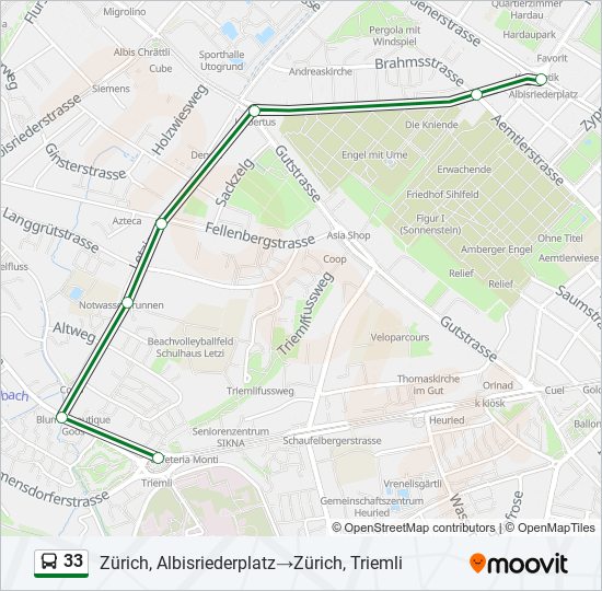 33 bus Line Map